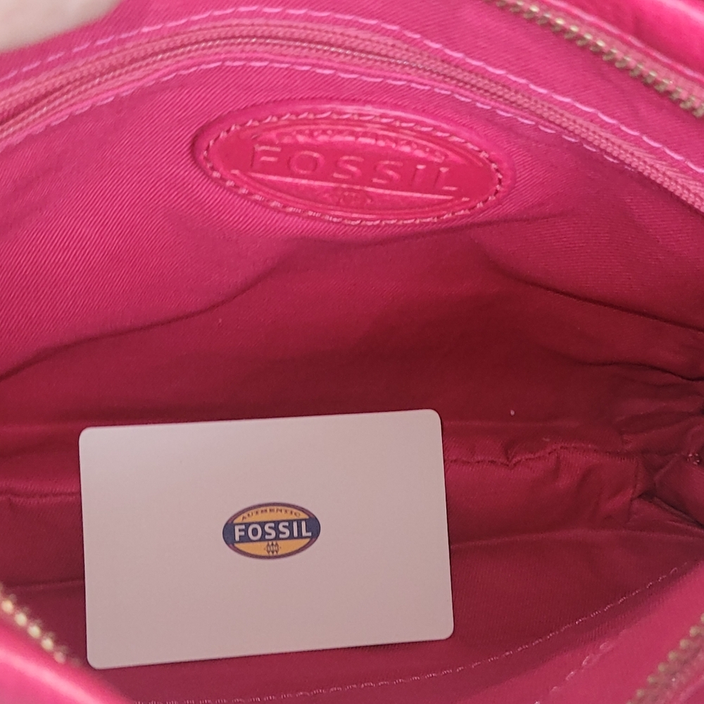 NWT Fossil Pink Pebble Leather/ Cowhide Crossbody/Shoulder Bag Adjustable Strap - Picture 12 of 16